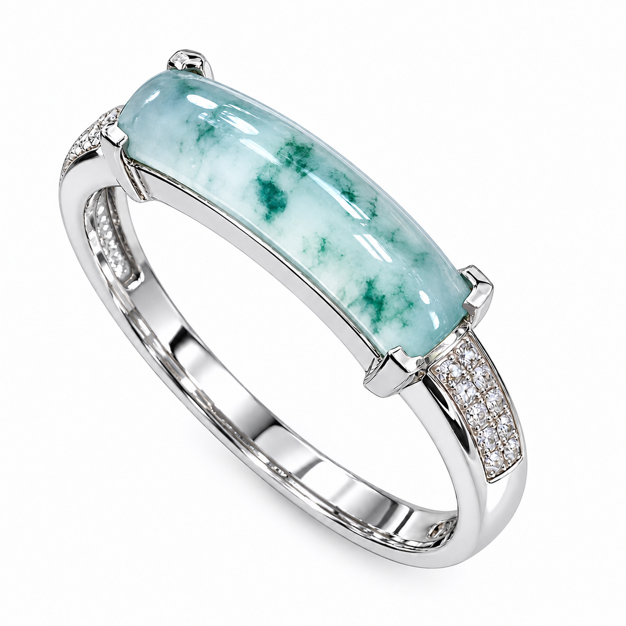 Nhẫn nữ TQJR2808 AU416 JADE Myanmar đính MOIS