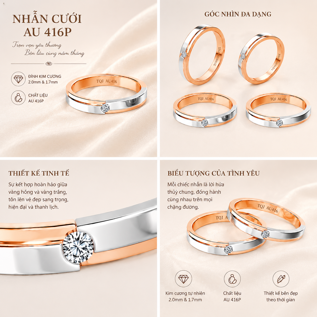 Nhẫn cưới AU416 đính Diamond